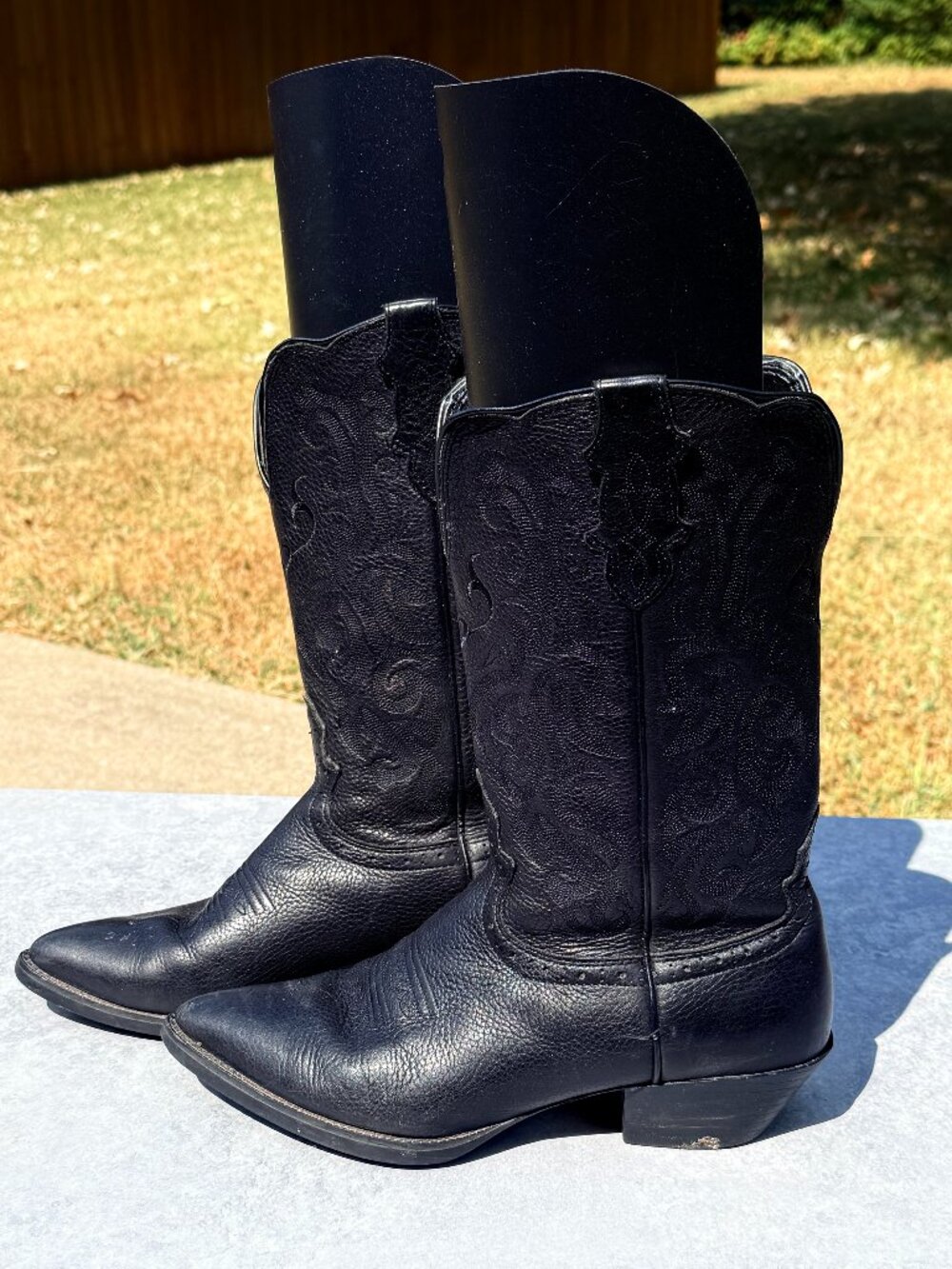 Justin CR0910 Mens 10B Black Leather Cowboy Boots Western Ranchcore Pointed4204
